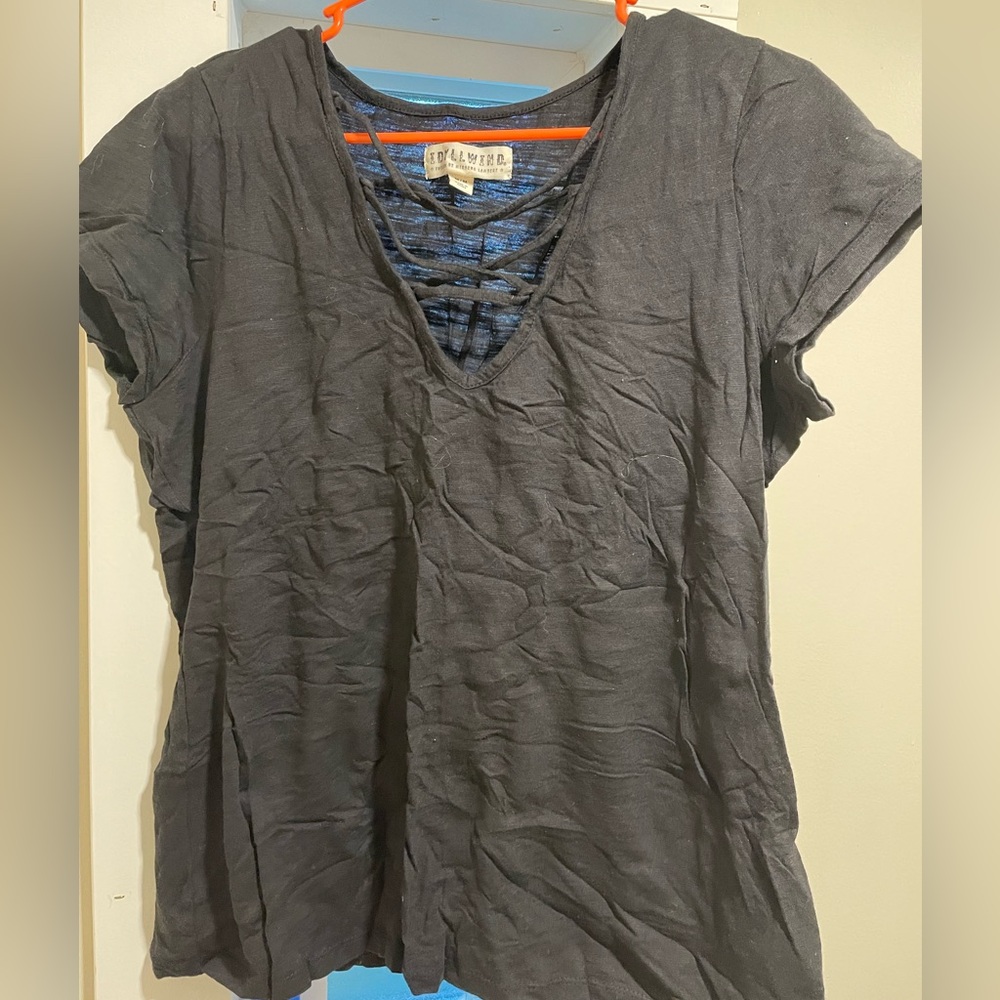 Black cross strap front shirt